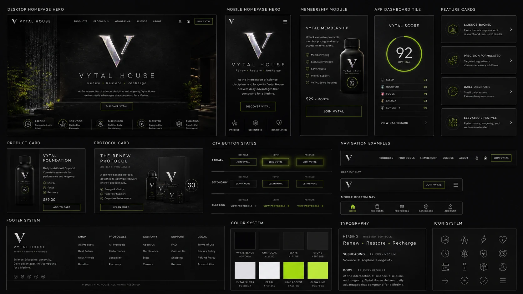 VYTAL House website and app design system