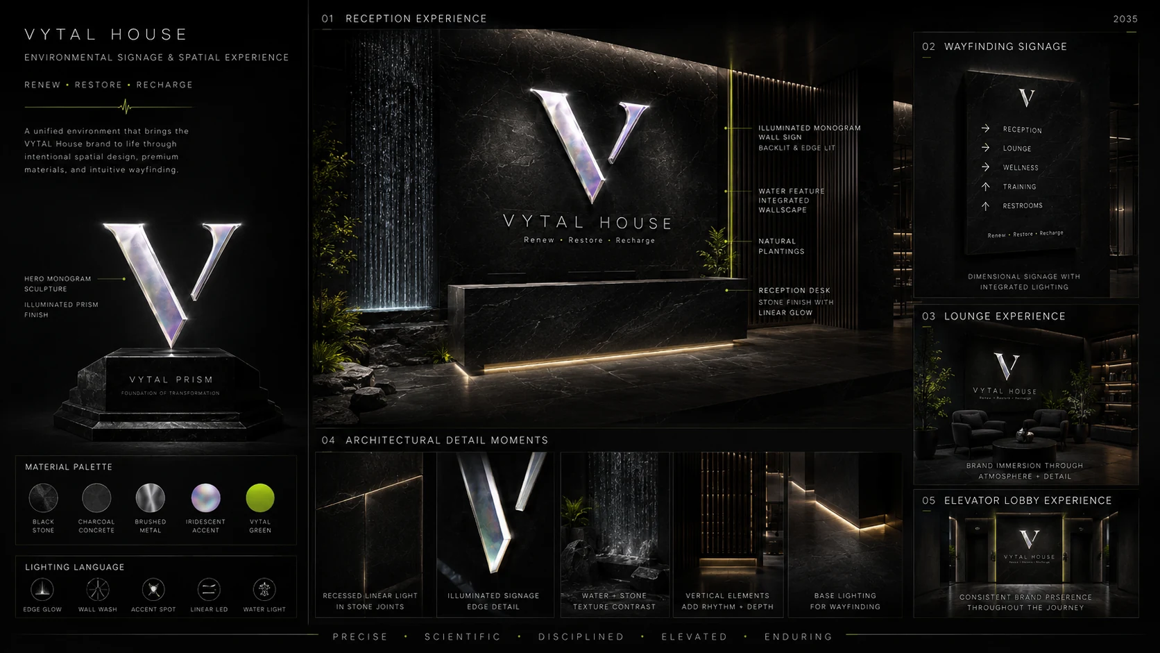 VYTAL House environmental signage and spatial experience